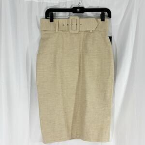 Zara high waisted linen belted mini skirt beige NWT